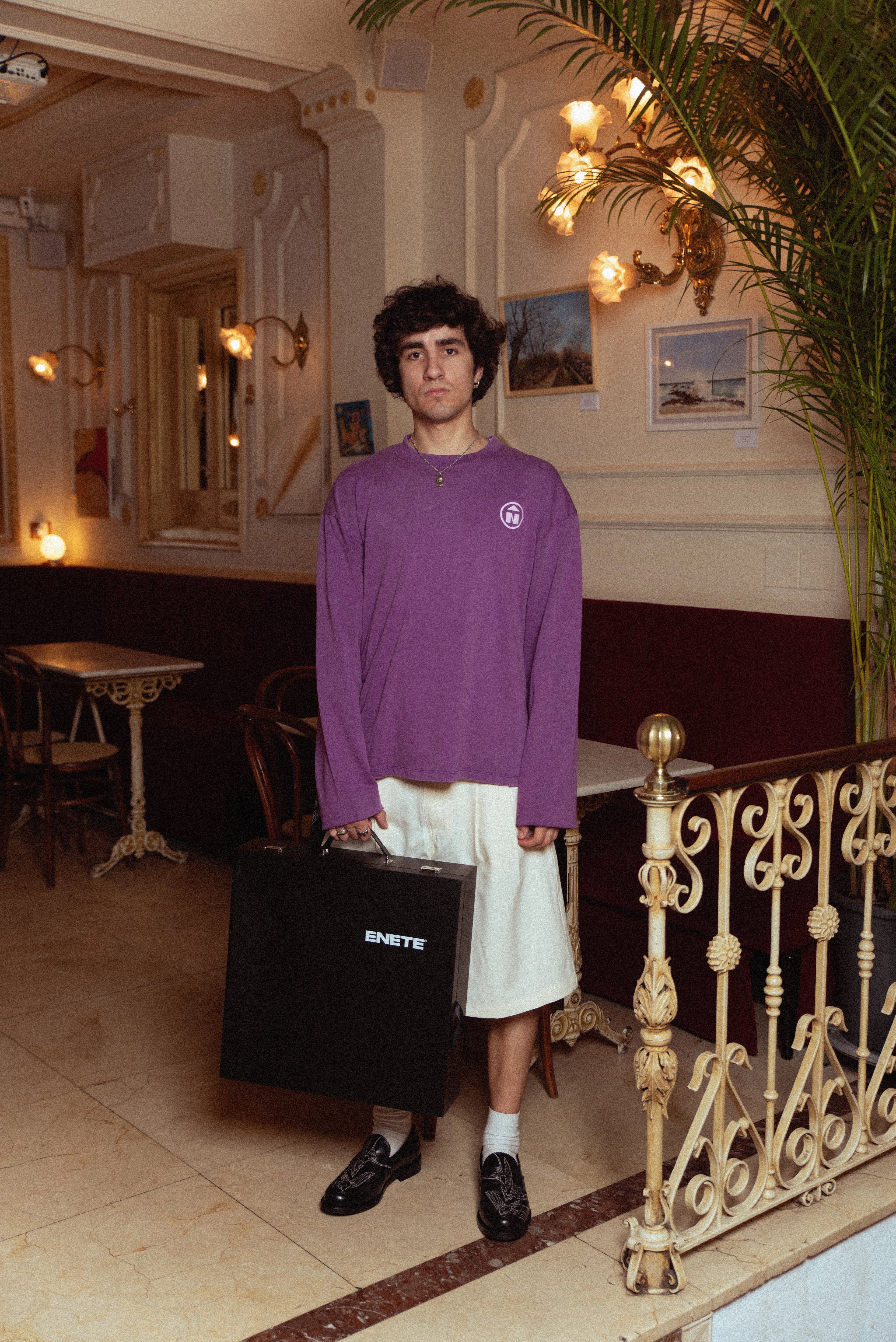 Camiseta Morada Garment Dye ENETE - Feel Your Essence - Long Sleeve - Origen Edition