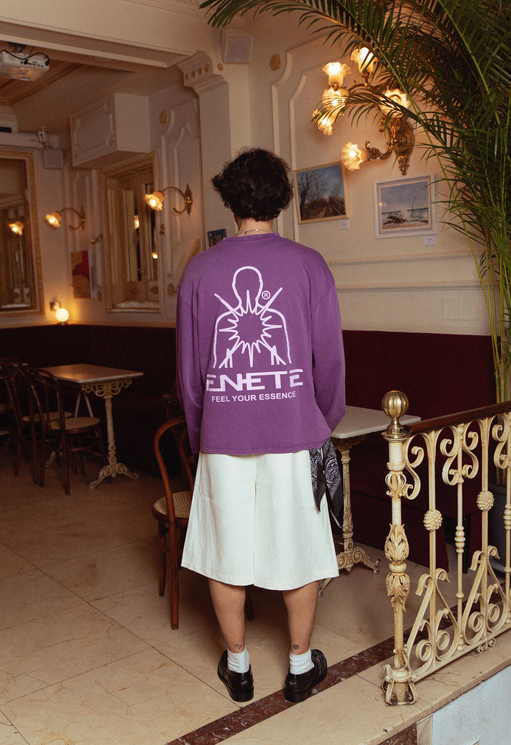 Camiseta Morada Garment Dye ENETE - Feel Your Essence - Long Sleeve - Origen Edition