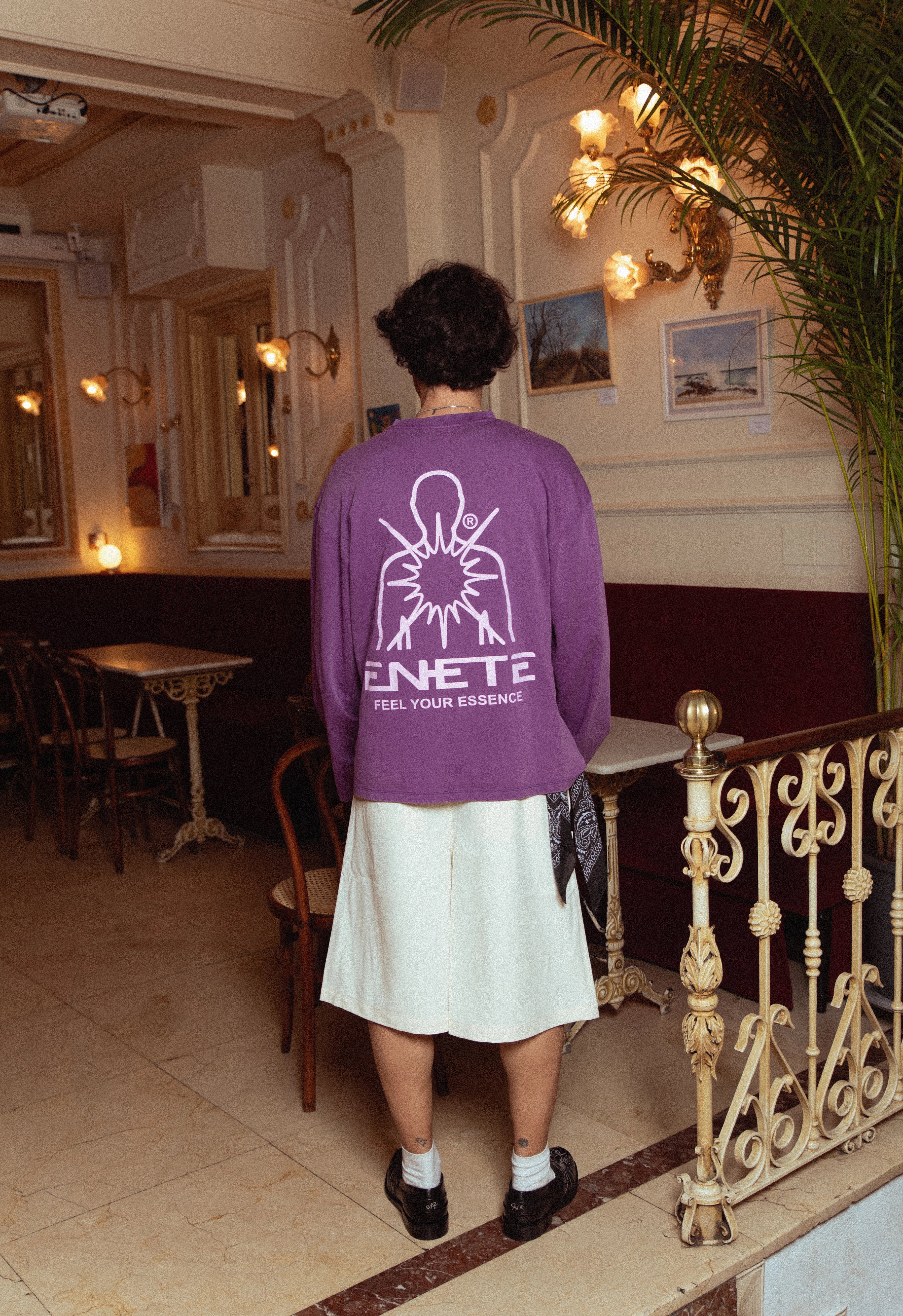 Camiseta Morada Garment Dye ENETE - Feel Your Essence - Long Sleeve - Origen Edition