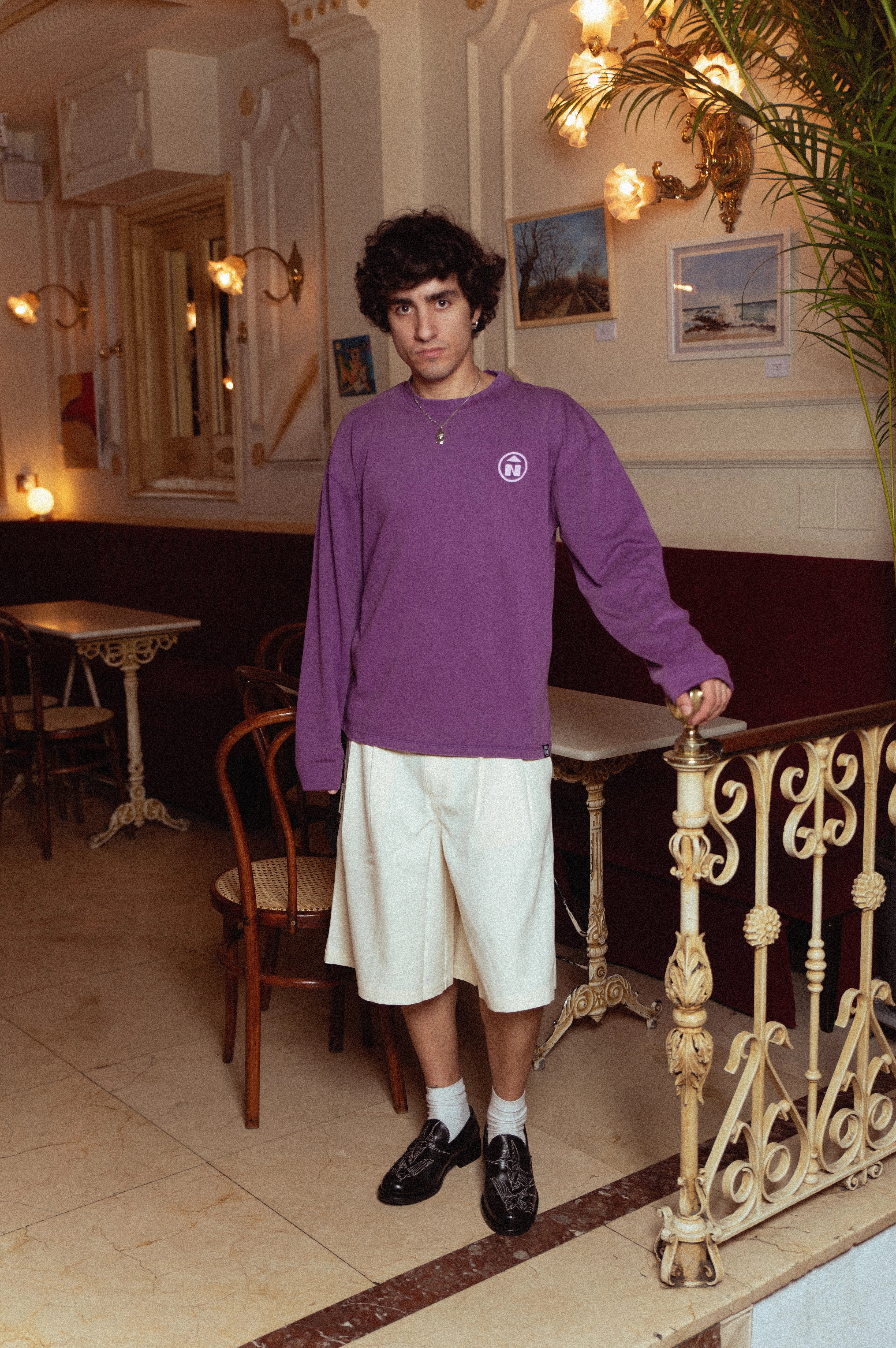 Camiseta Morada Garment Dye ENETE - Feel Your Essence - Long Sleeve - Origen Edition