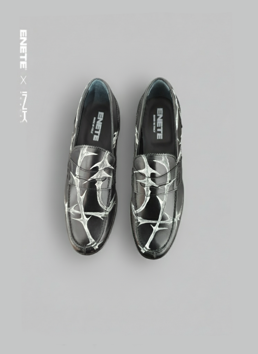 Mocasines Negros ENETE - Tattooed Leather - Edición Espinas
