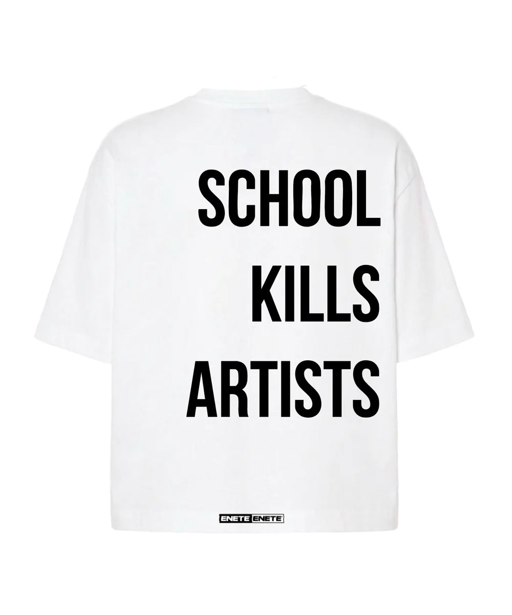 ENETE School Kills Artists - blanca – Short Sleeve Boxy - Daily Garments