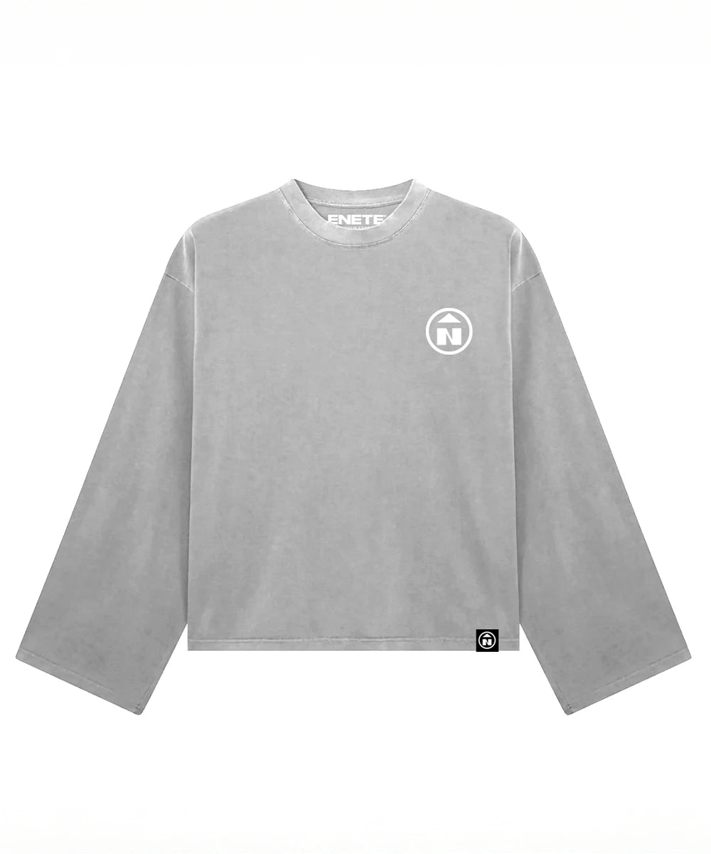 Camiseta Gris Garment Dye ENETE – Feel Your Essence – Long Sleeve - Origen Edition