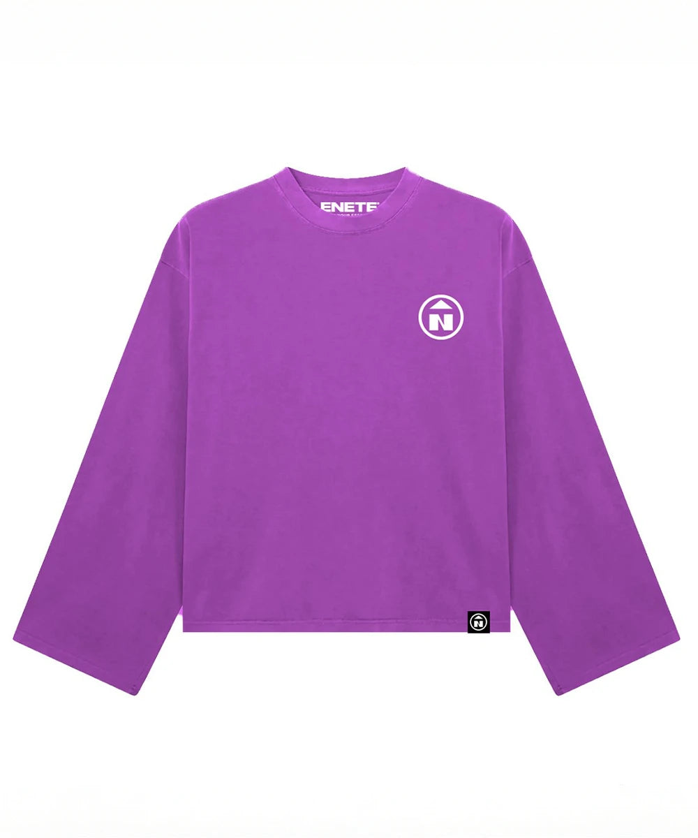 Camiseta Morada Garment Dye ENETE - Feel Your Essence - Long Sleeve - Origen Edition