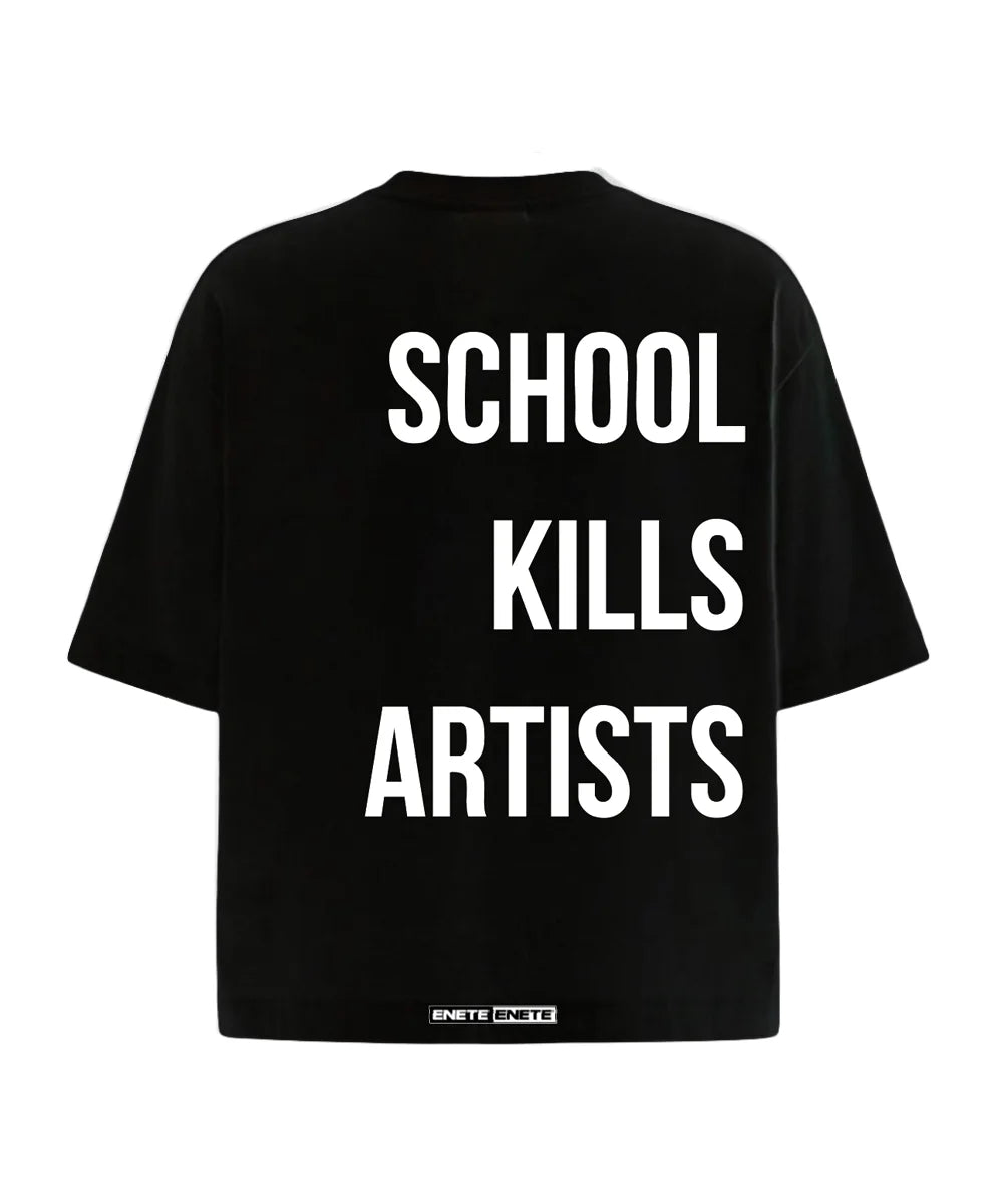 ENETE School Kills Artists - negra – Short Sleeve Boxy - Daily Garments