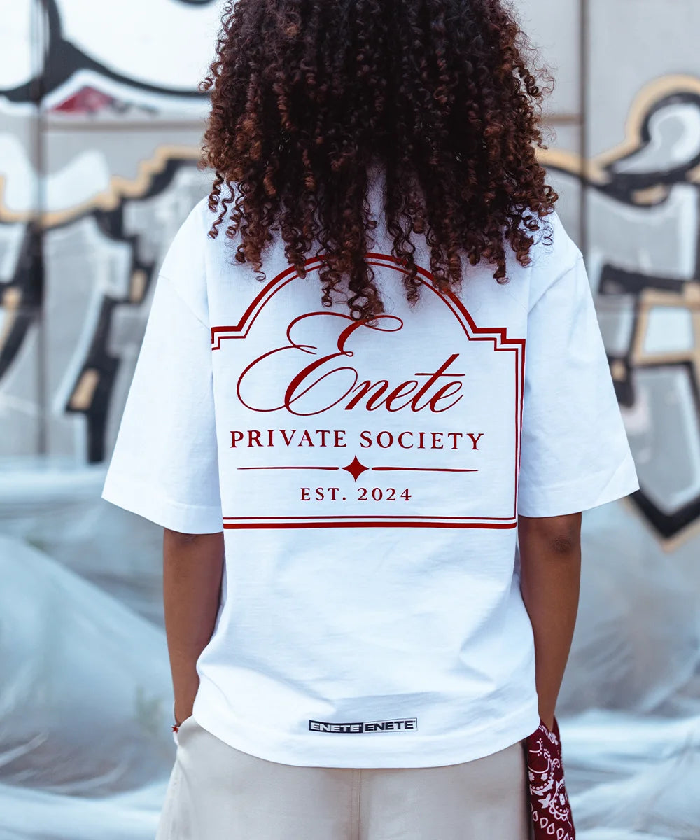 ENETE Private Society - blanca – Short Sleeve Boxy - Daily Garments