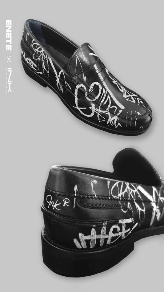 Mocasines Negros ENETE - Tattooed Leather - Edición Graffiti